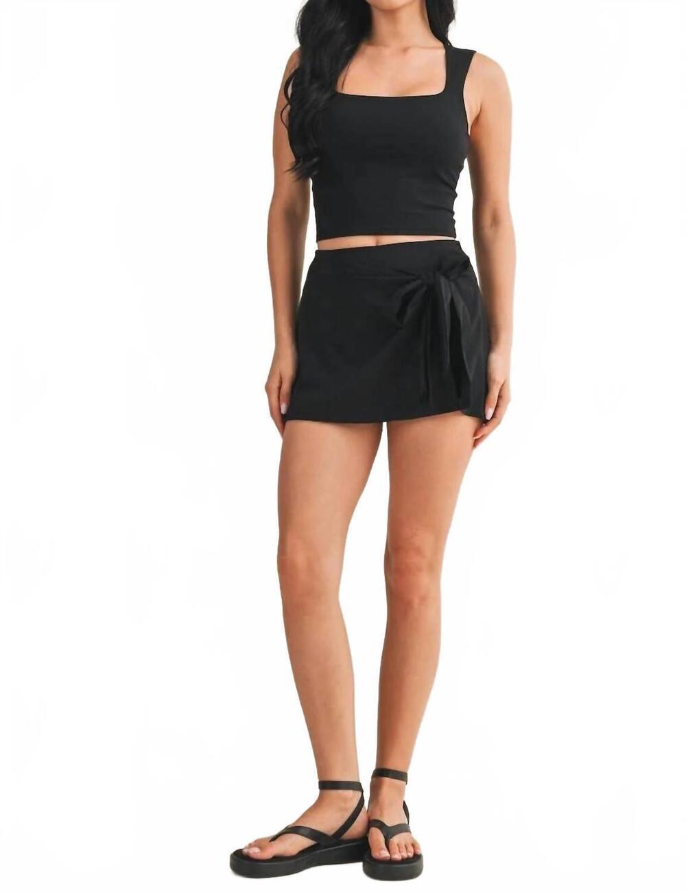 NEW KIMBERLY C wrap tie skort in black - Picture 3 of 10